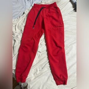 Fabletics High-Rise On-Call Scrub Jogger in Gogi Red